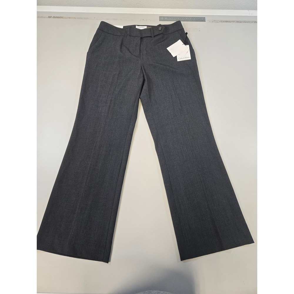 Calvin Klein Womens 10P Charcoal Grey Classic Fit Straight Leg Dress Pants NWT